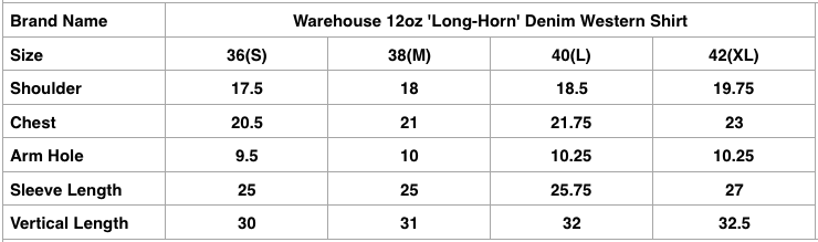 Warehouse 12oz 'Long-Horn' Denim Western Shirt
