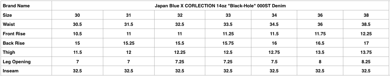 Japan Blue X CORLECTION 14oz "Black-Hole" 000ST Denim (Straight Tapered Fit)