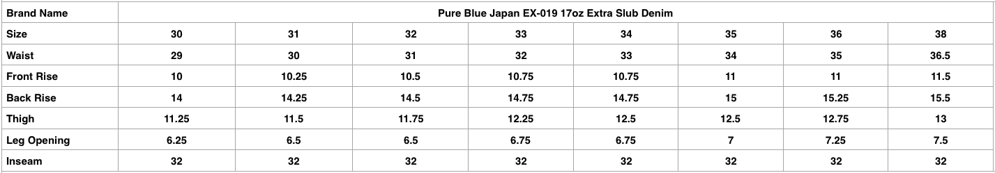 Pure Blue Japan EX-019 17oz Extra Slub Denim (Relax Tapered Fit)