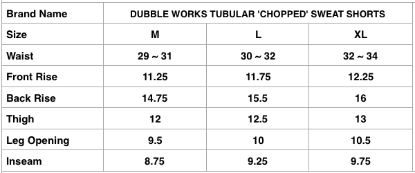 Dubble Works Tubular 'Chopped' Sweat Shorts (Ink)