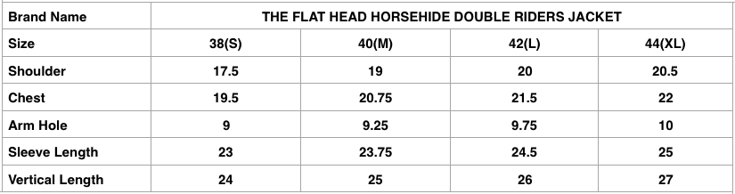The Flat Head Horsehide Double Riders Jacket (Black Tea-cored)